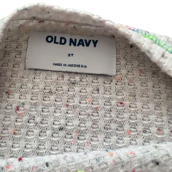 Old Navy Sweater Girls Size 3T Cream Speckled‎ Pastel Details Waffle Knit - Picture 4 of 6
